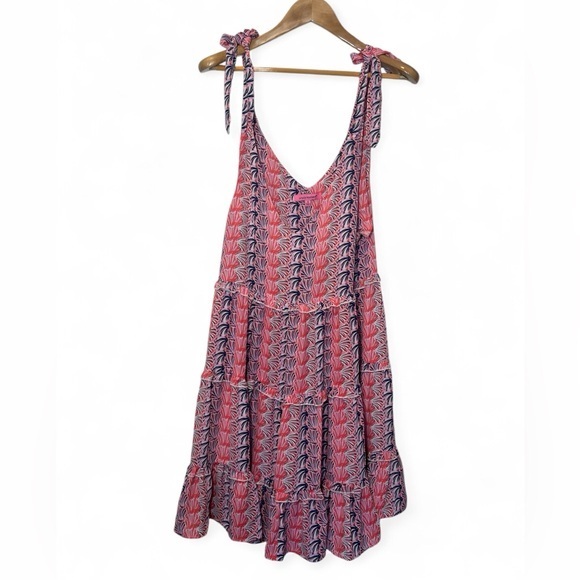 Simply Southern Dresses & Skirts - Simply Southern Women S Pink‎ Scallop Shell Print Gathered Sleeveless Tie Dress